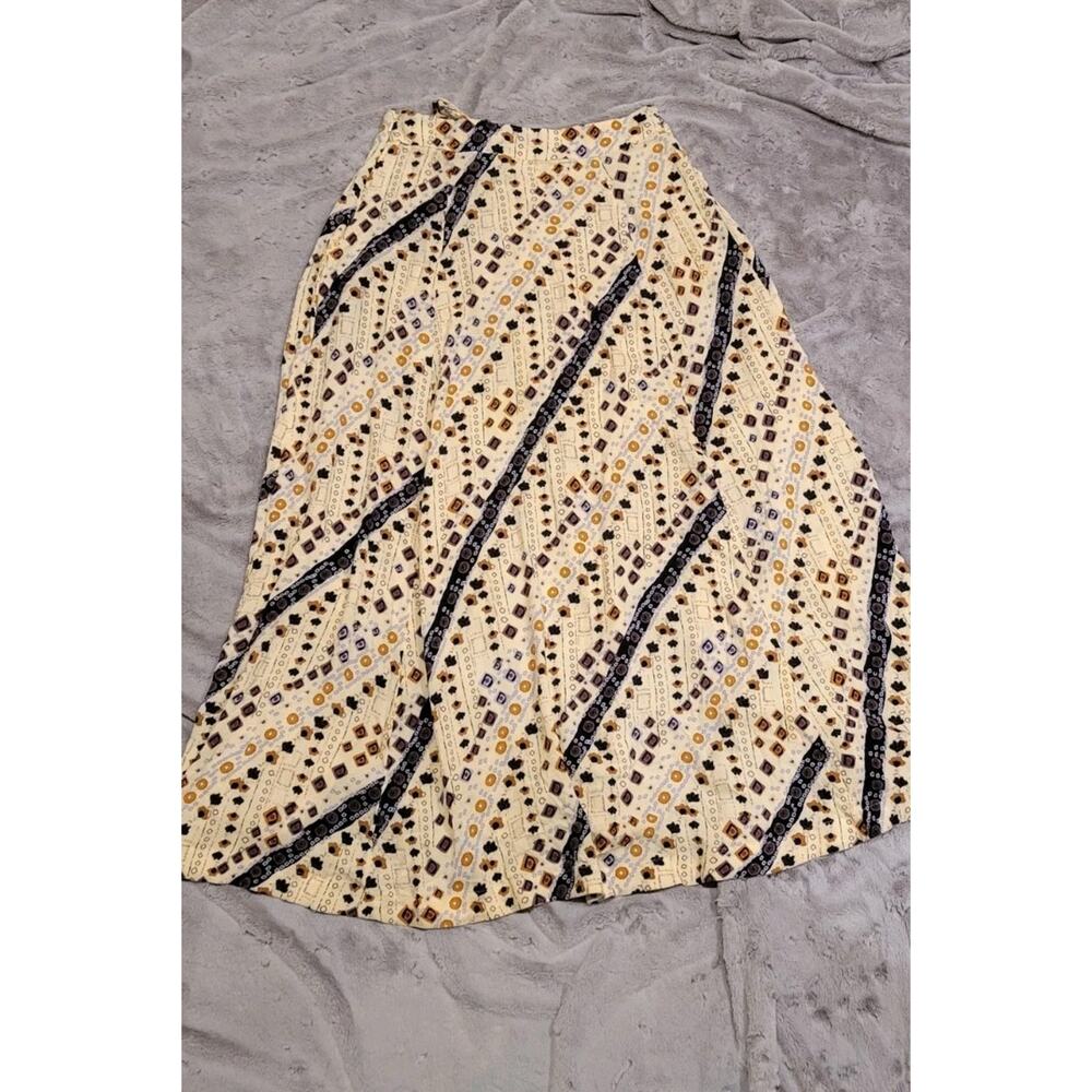 Free People Boho Geometric Print A-Line Maxi Skirt Ivory Festival Prairie